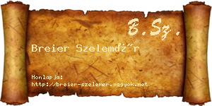 Breier Szelemér névjegykártya